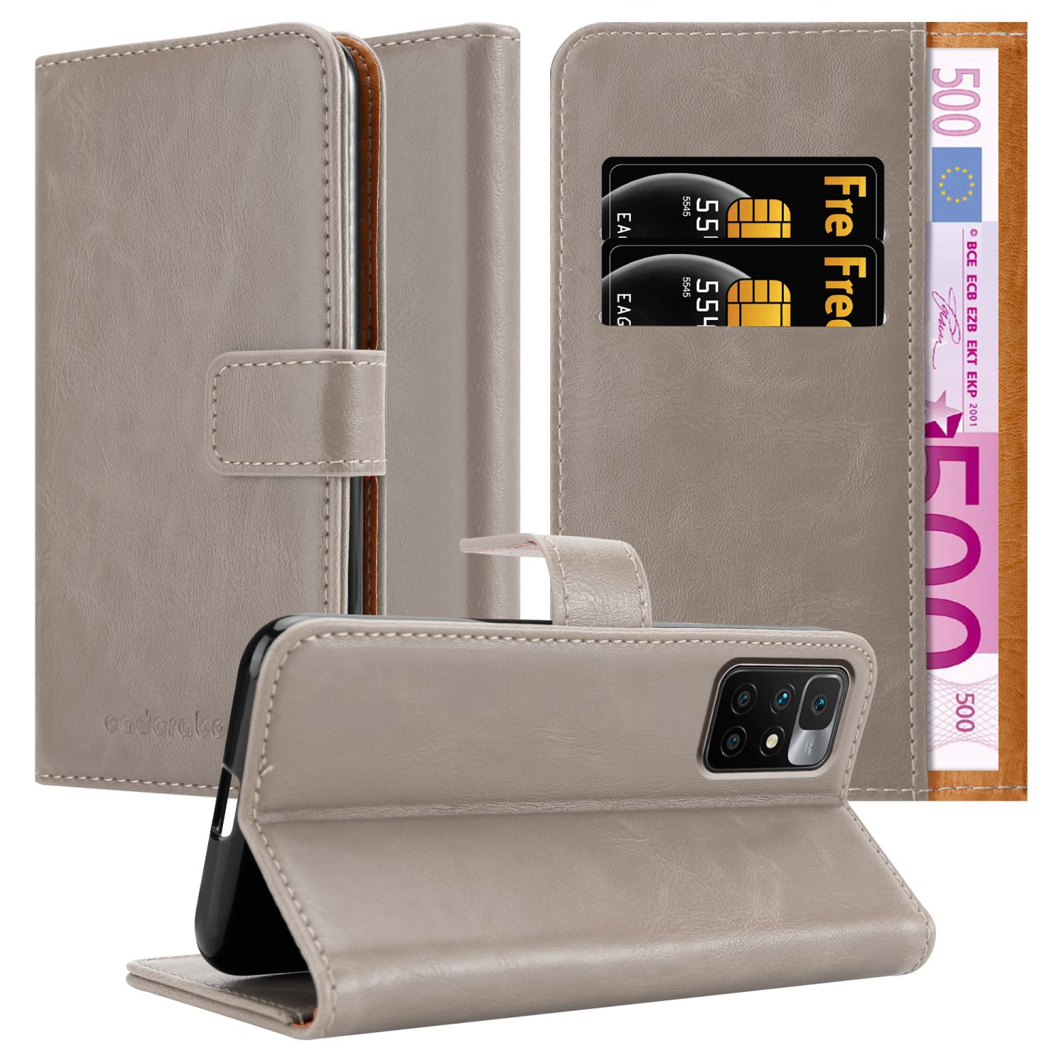 CAPPUCCINO CADORABO RedMi Xiaomi, Hülle Luxury Style, BRAUN Book 10, Bookcover,