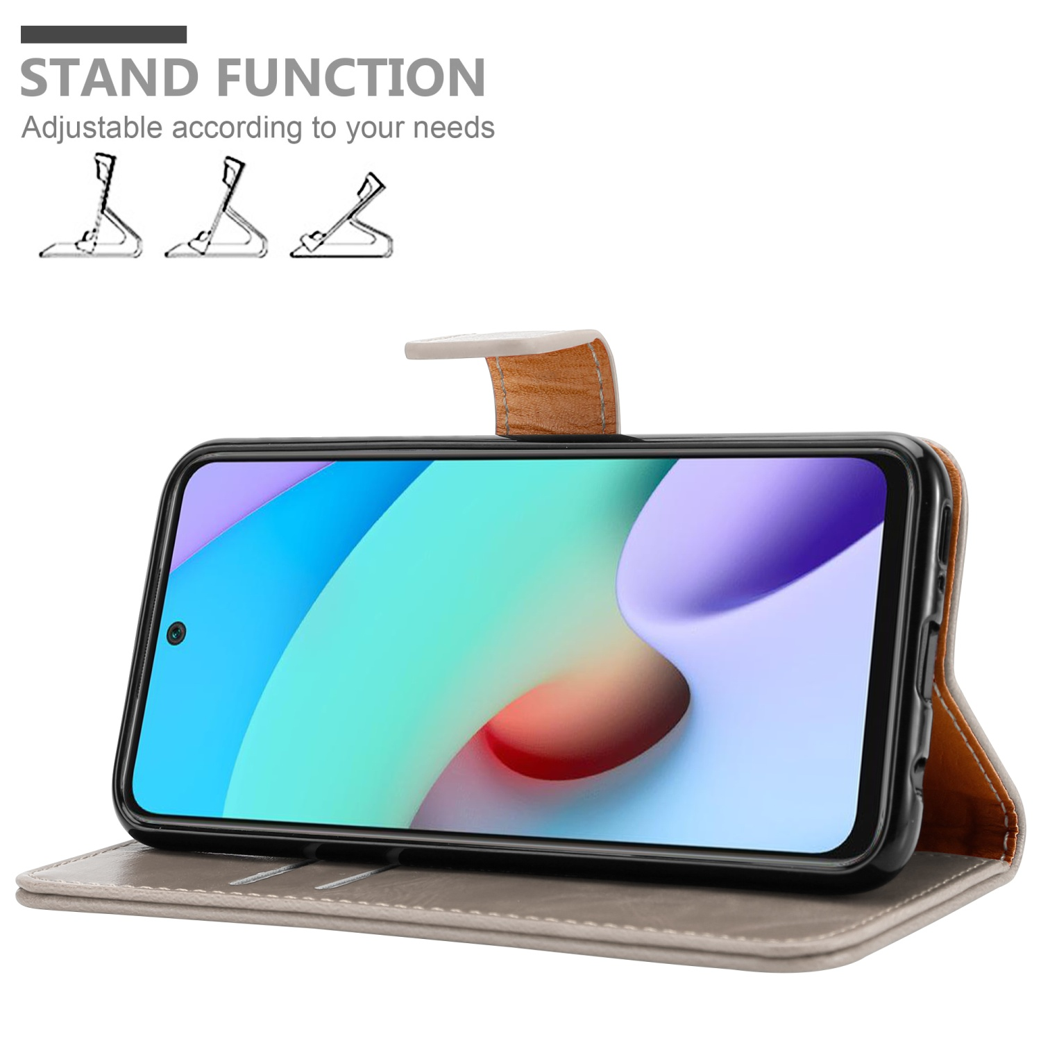 cadorabo Book Case compatible with Xiaomi RedMi 10 / RedMi NOTE 11 4G in CAPPUCCINO BROWN - with Magnetic Closure, Stand Function and Card Slot