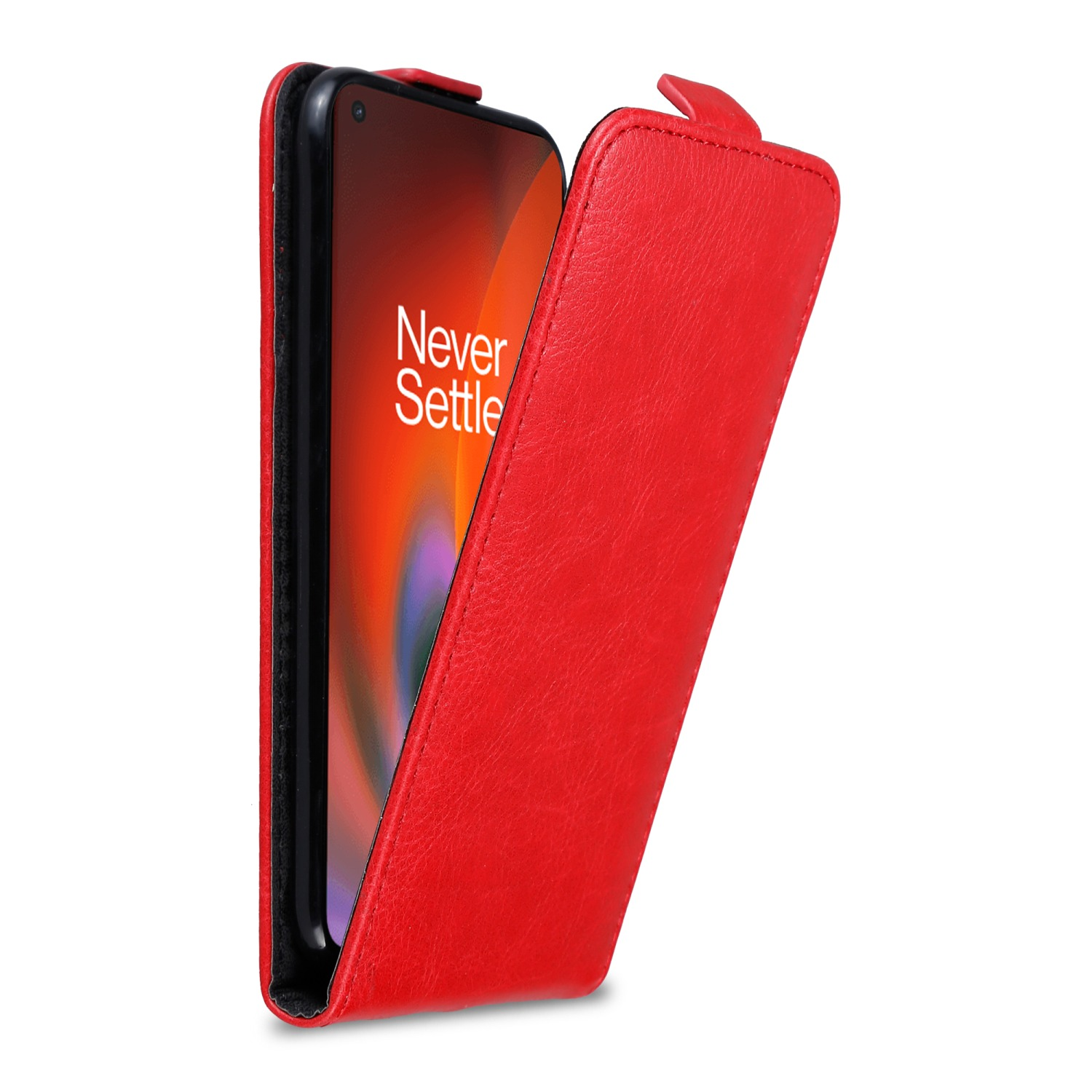 CADORABO Hülle im Flip Style, Cover, 2 Nord OnePlus, APFEL Flip 5G, ROT