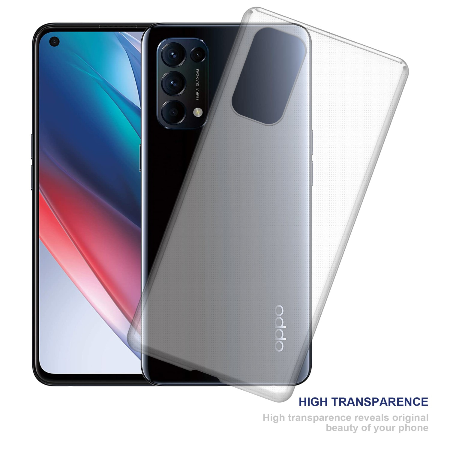 Telefon mit klarer Hülle. Das Telefon ist schwarz, mit einer transparenten Hülle darüber.