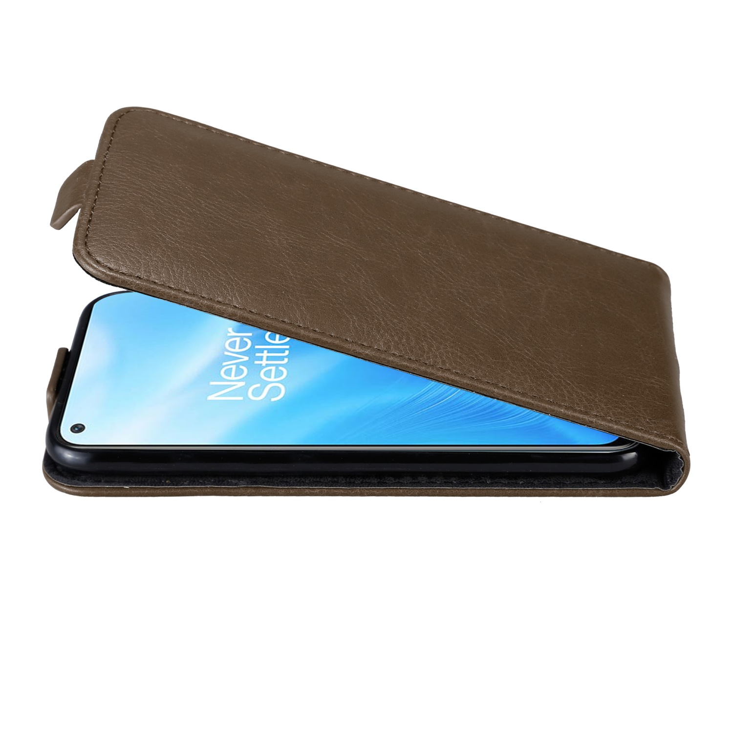 CADORABO Hülle im Nord OnePlus, Flip 5G, BRAUN Cover, N200 Flip KAFFEE Style