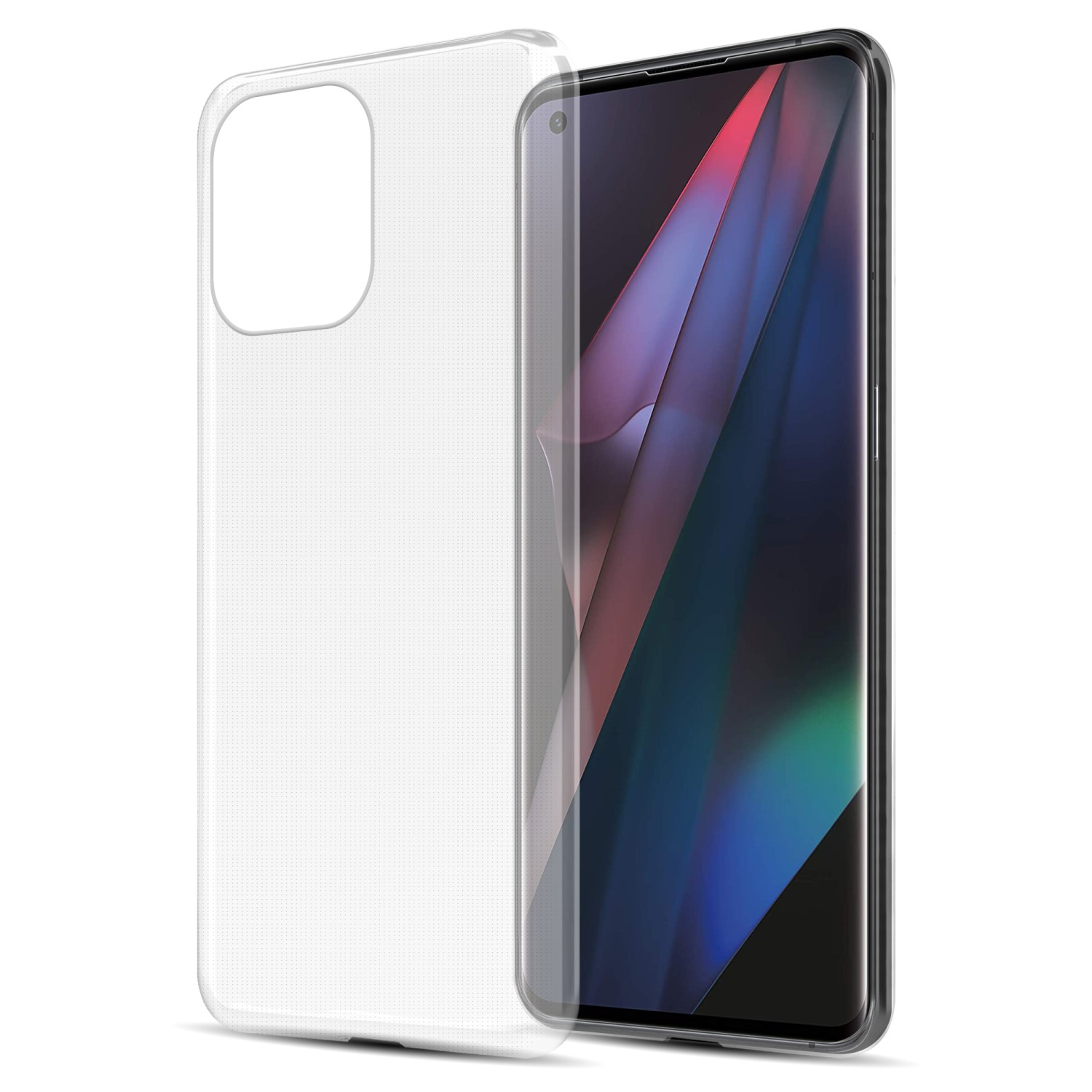 Transparente Handyhülle mit Telefon. Anzeige eines Bildschirms mit Kalender.