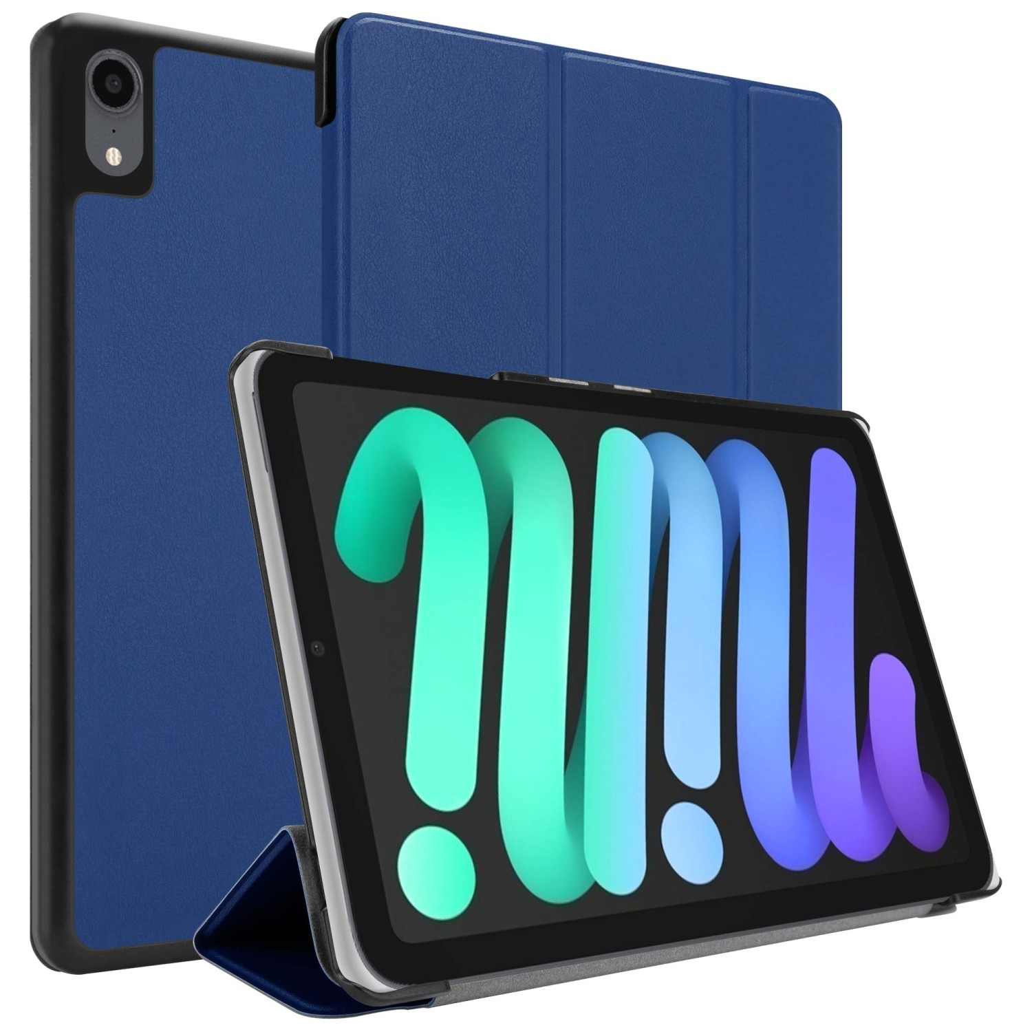 Custodia per tablet blu con un tablet all'interno.