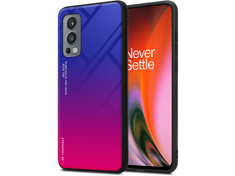 CADORABO Hülle aus LILA Nord 5G, Glas, 2 Farben 2 TPU Silikon OnePlus, ROT Backcover, 