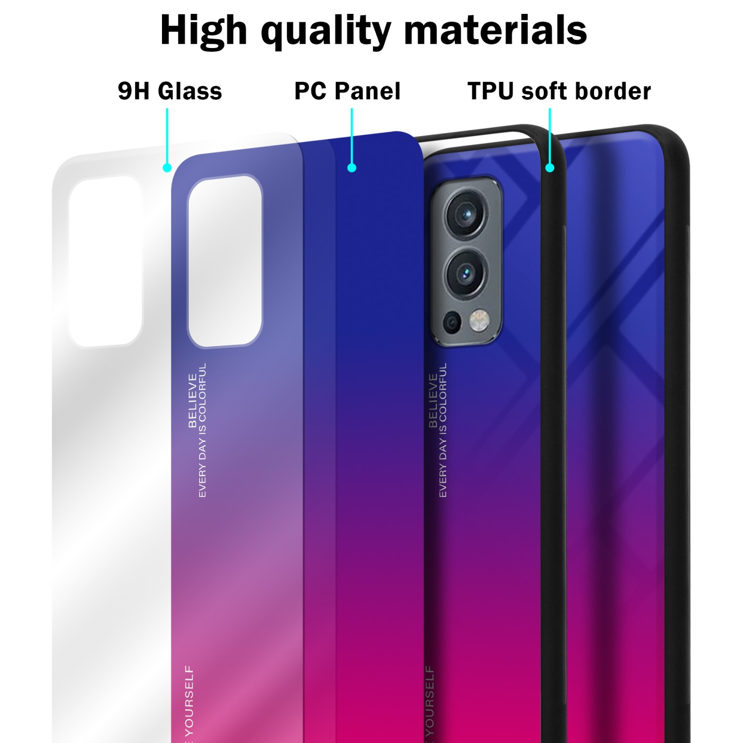 Glas, - CADORABO TPU LILA Hülle OnePlus, 2 2 ROT aus 5G, Backcover, Farben Nord Silikon