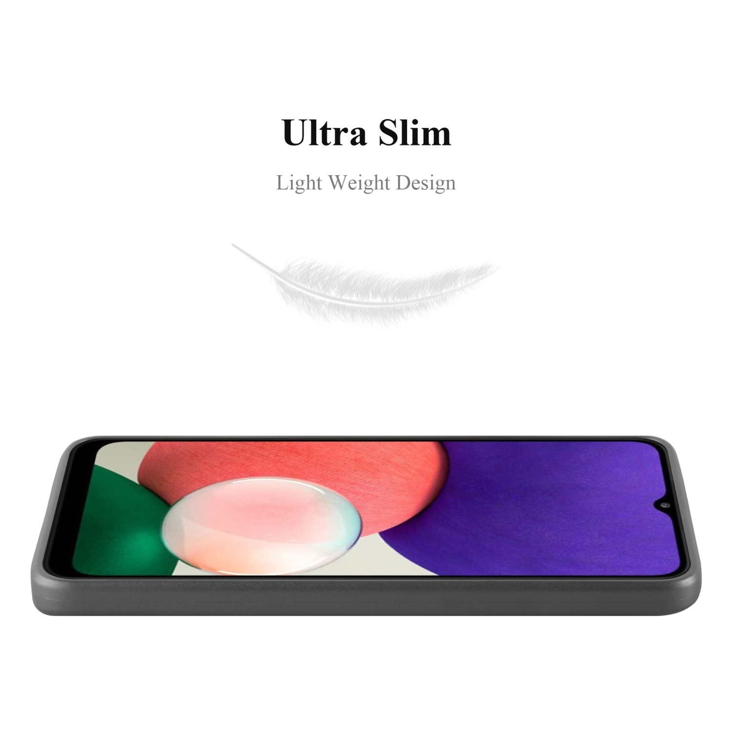 Eine schwarze Handyhülle mit einem Telefon darin, das das Ultra Slim-Design zeigt.