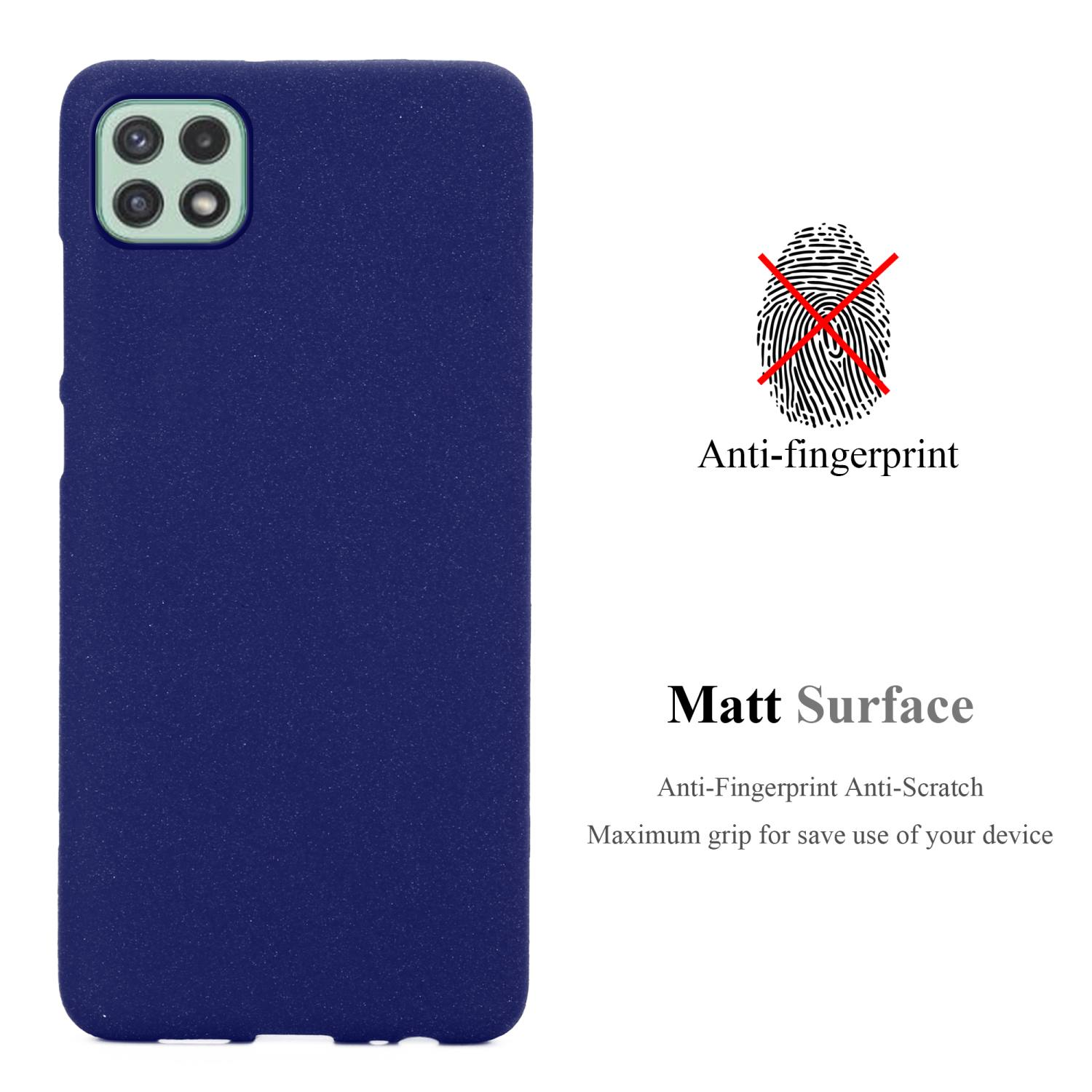 Custodia blu scuro. Superficie opaca, anti-impronte.