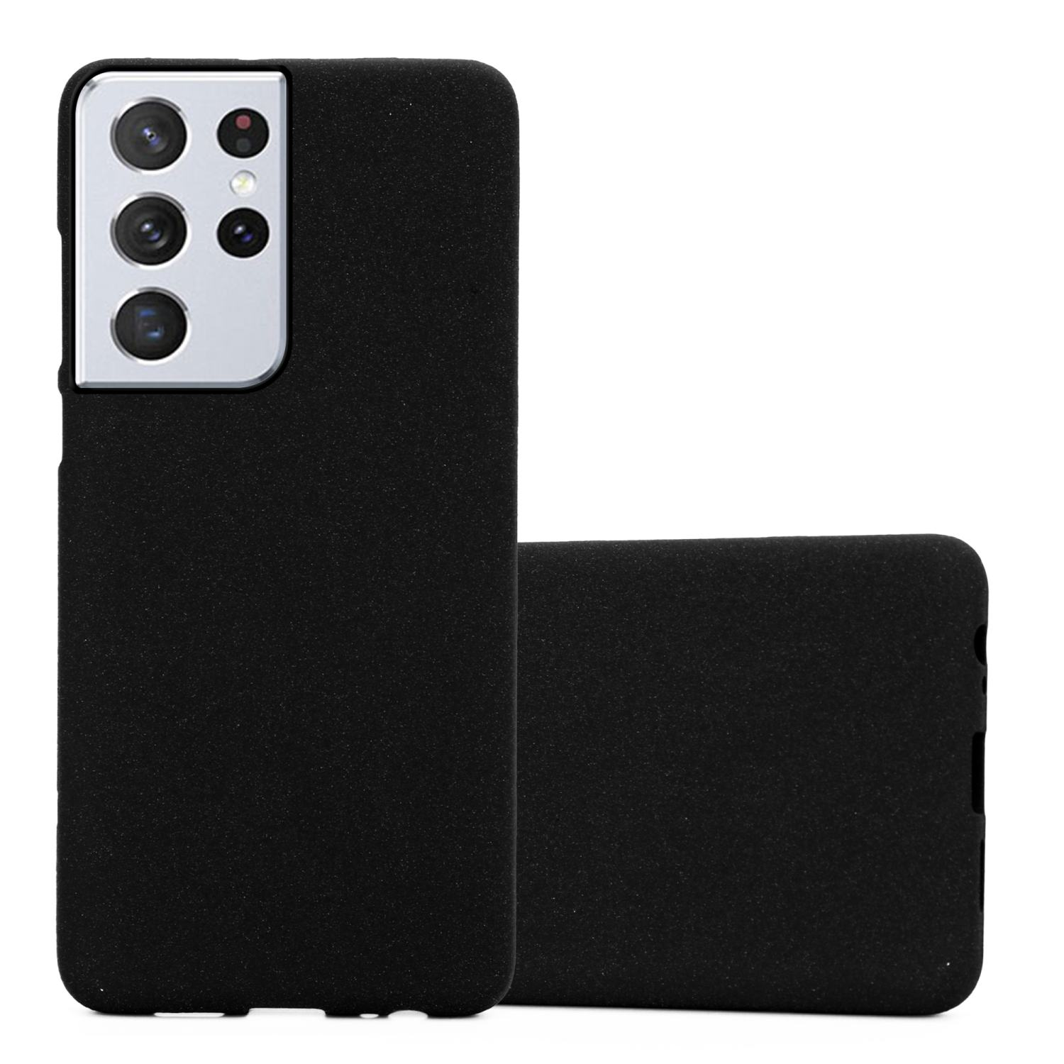 Custodia nera per telefono. Il telefono ha più fotocamere.