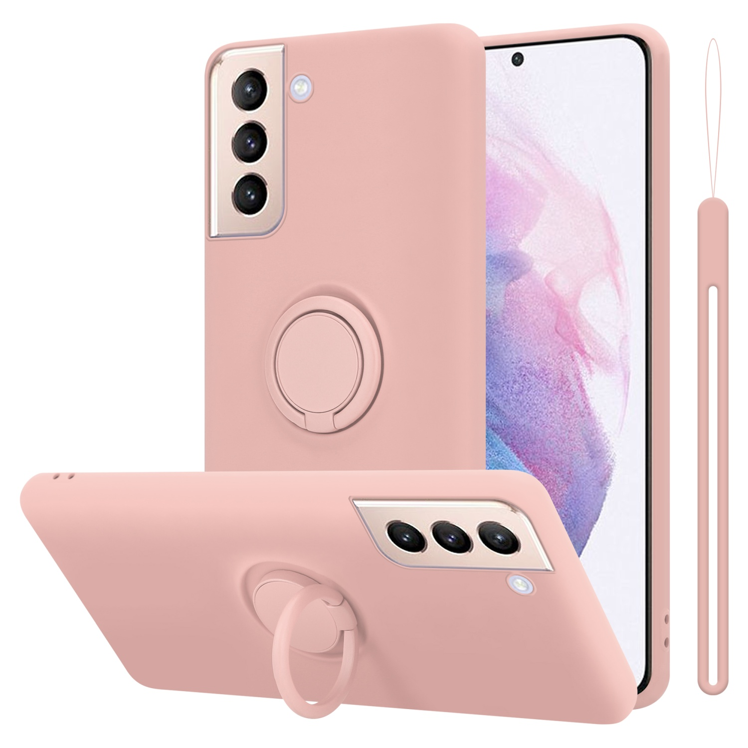 CADORABO S22 PINK Galaxy Silicone Case Samsung, PLUS, LIQUID Style, Liquid Hülle Backcover, im Ring
