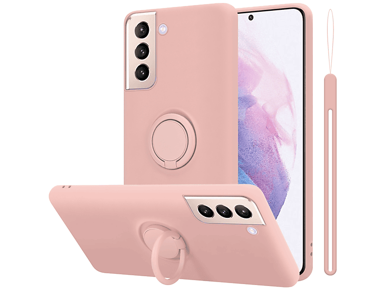 Liquid Backcover, Style, PLUS, PINK Case S22 Samsung, Ring Silicone im Hülle LIQUID CADORABO Galaxy