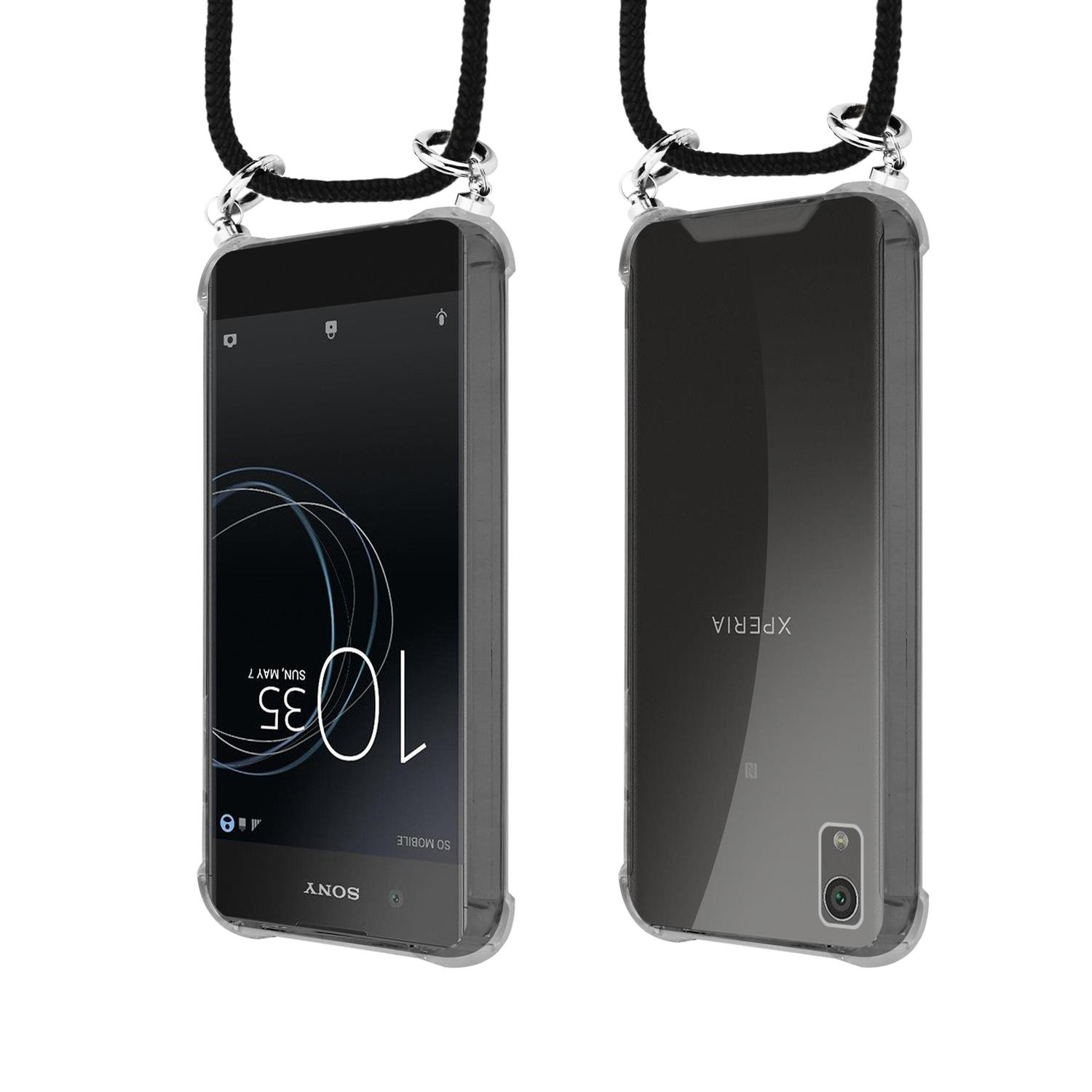 CADORABO TPU Handy Kette SILBER, Backcover, Sony, Xperia XA1 PLUS, SCHWARZ
