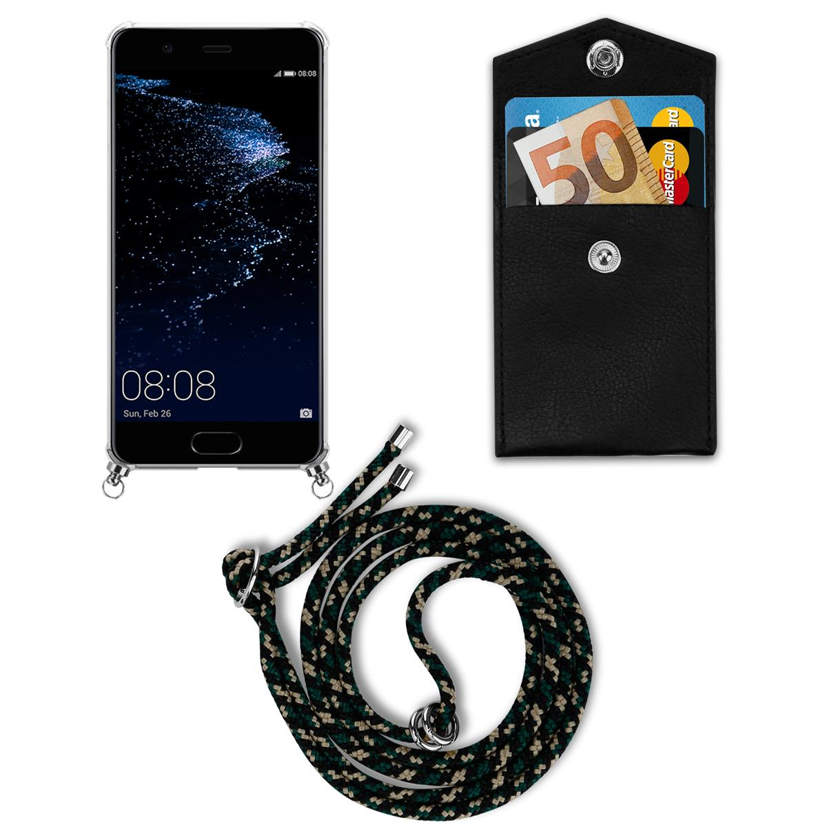 Telefon mit Kartenhalter und Lanyard. Karten und Geld im Kartenhalter.