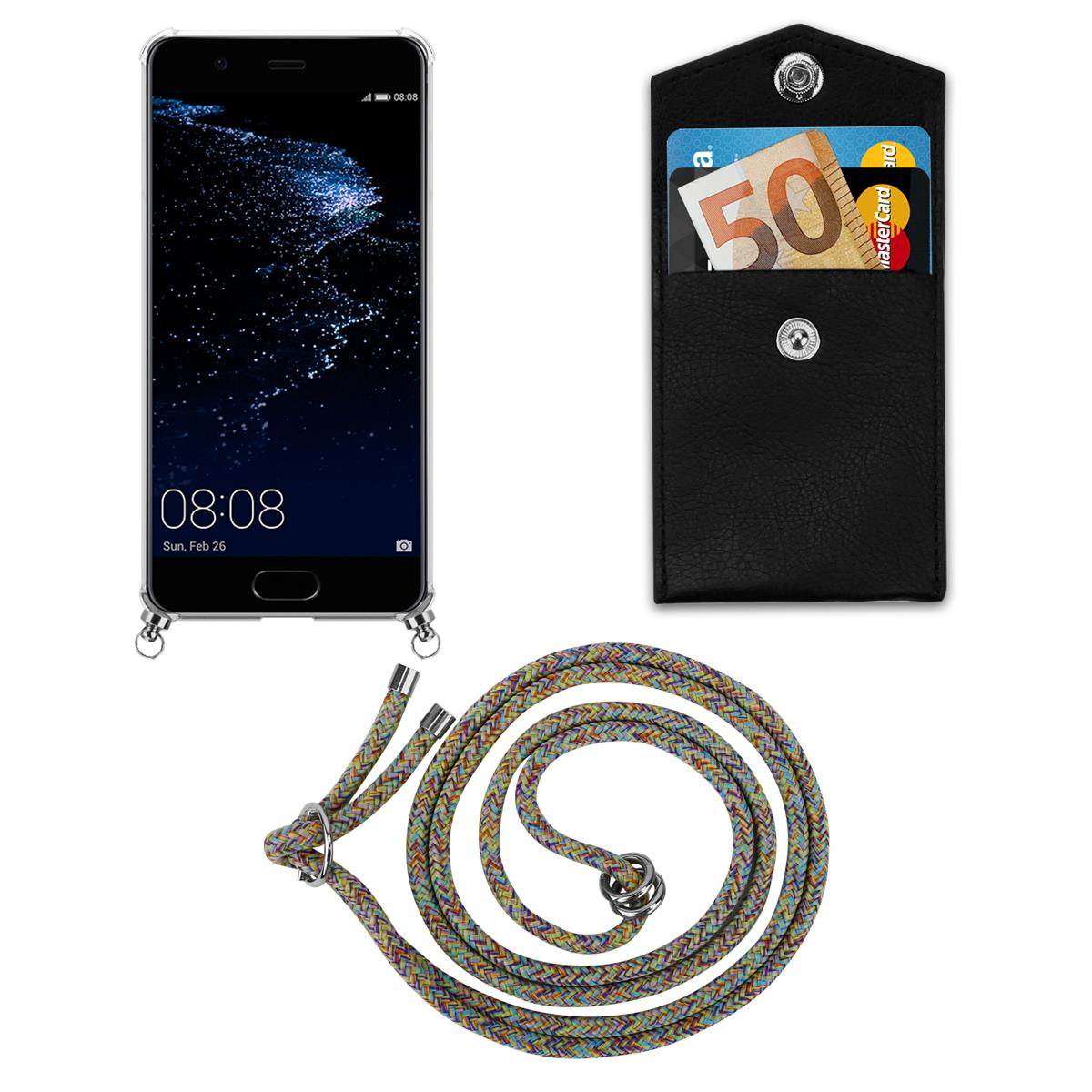 Telefon mit Lanyard, schwarzer Kartenhalter mit Karten und Geld. Weißer Hintergrund. Text: 08:08. So, 26. Februar.