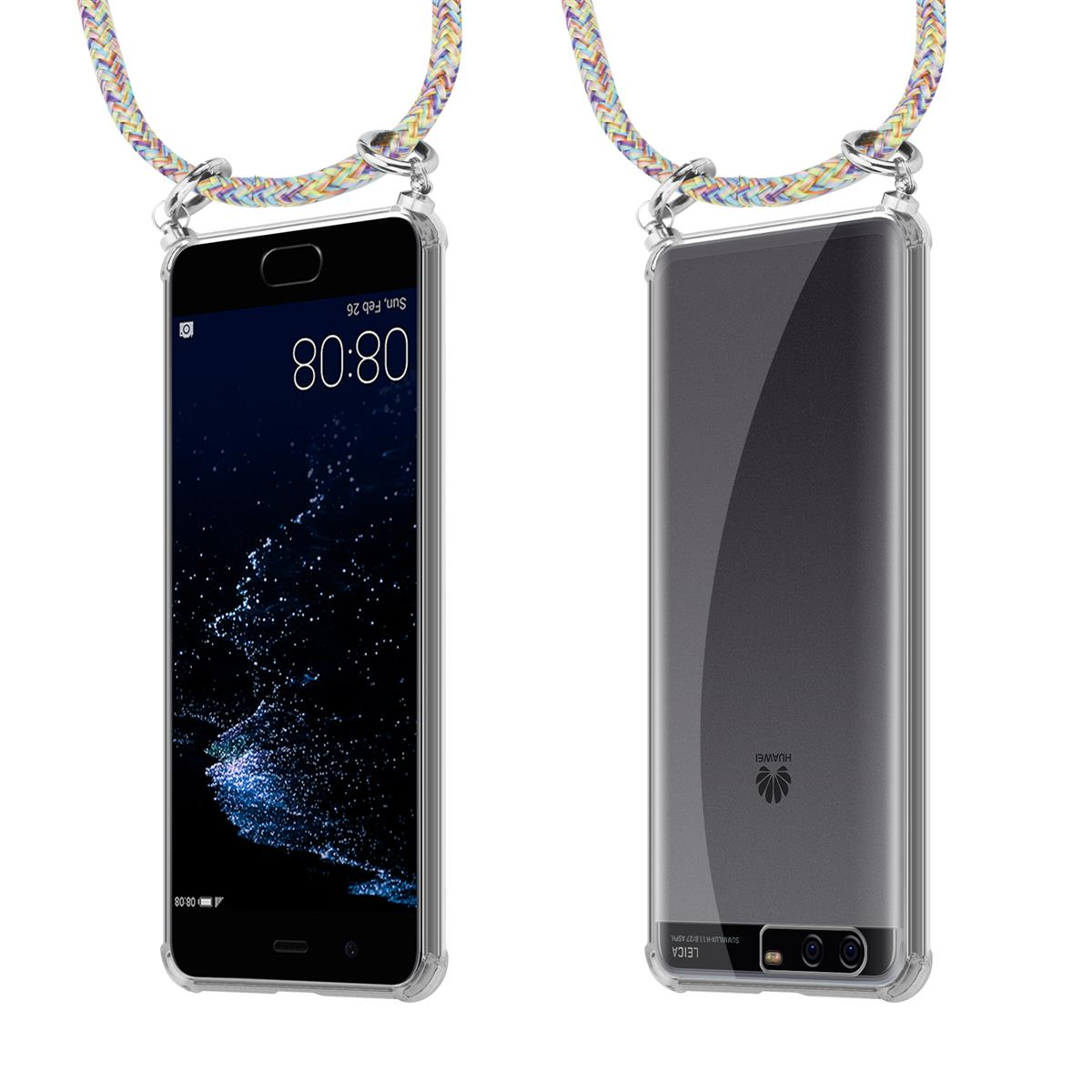 Zwei Telefone mit Lanyard. Eins links zeigt die Vorderseite, rechts die Rückseite.