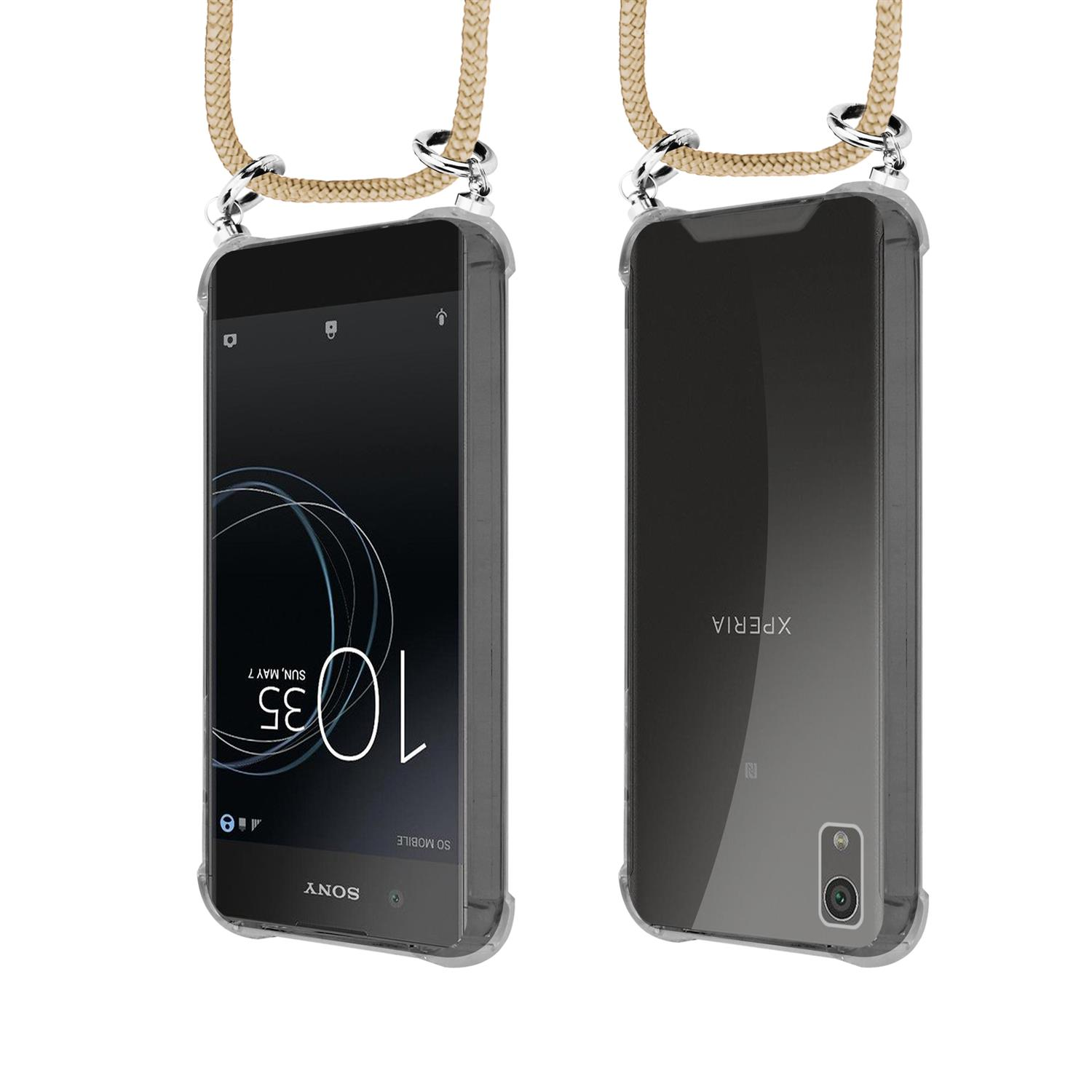 Zwei Telefone mit angebrachten Hüllen. Ein Telefon zeigt die Vorderseite und das andere die Rückseite.