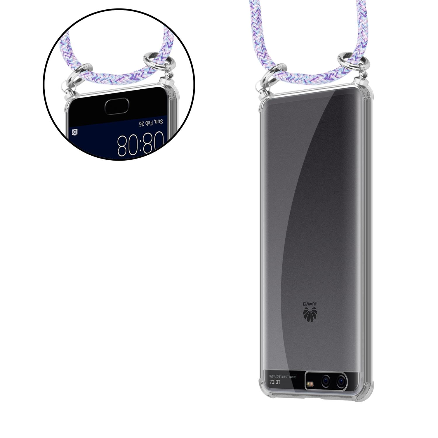 Transparente Handyhülle mit Riemen. Ein Telefonbildschirm ist sichtbar.