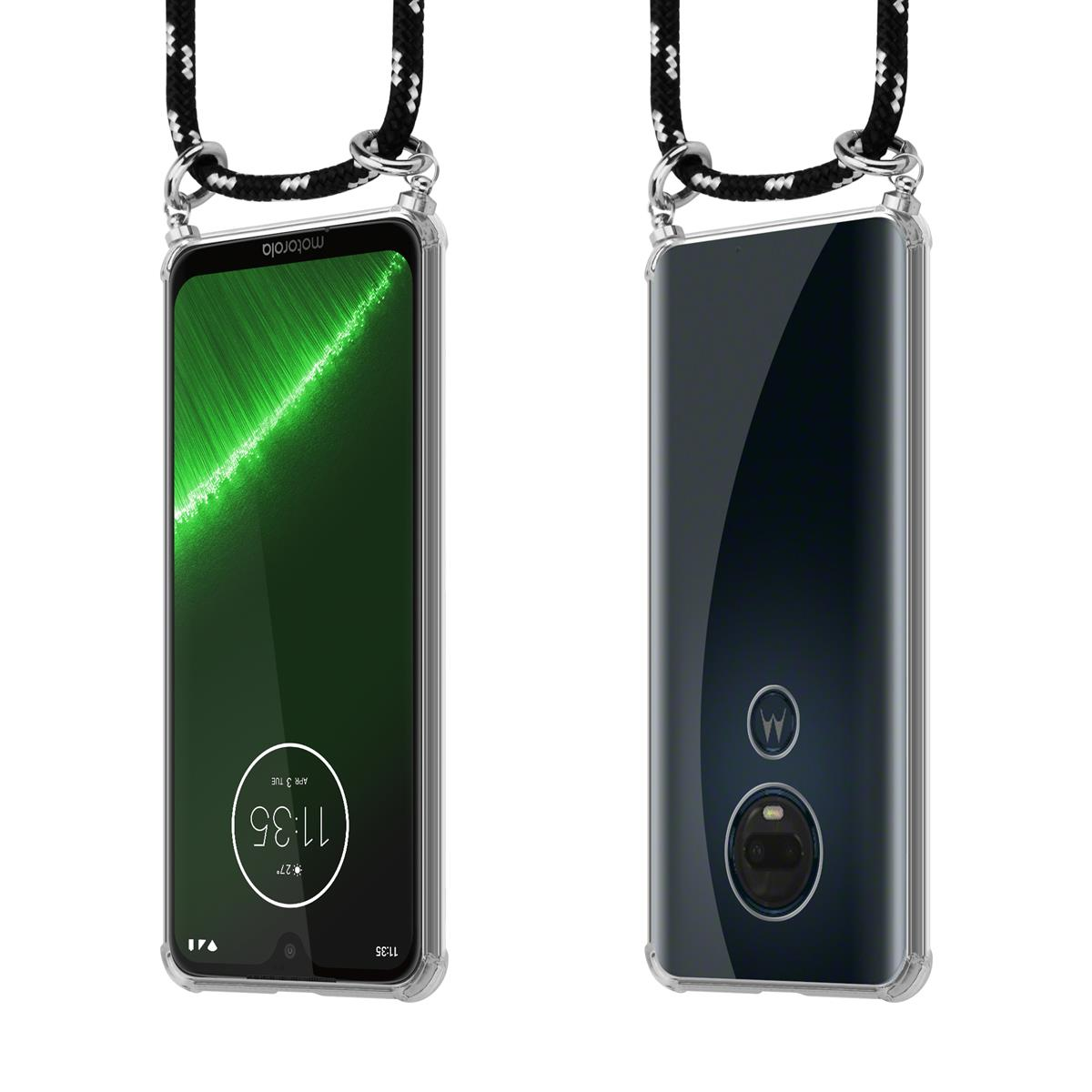 CADORABO Verstellbare Handykette, Backcover, Motorola, MOTO G7 / G7 PLUS, SCHWARZ SILBER