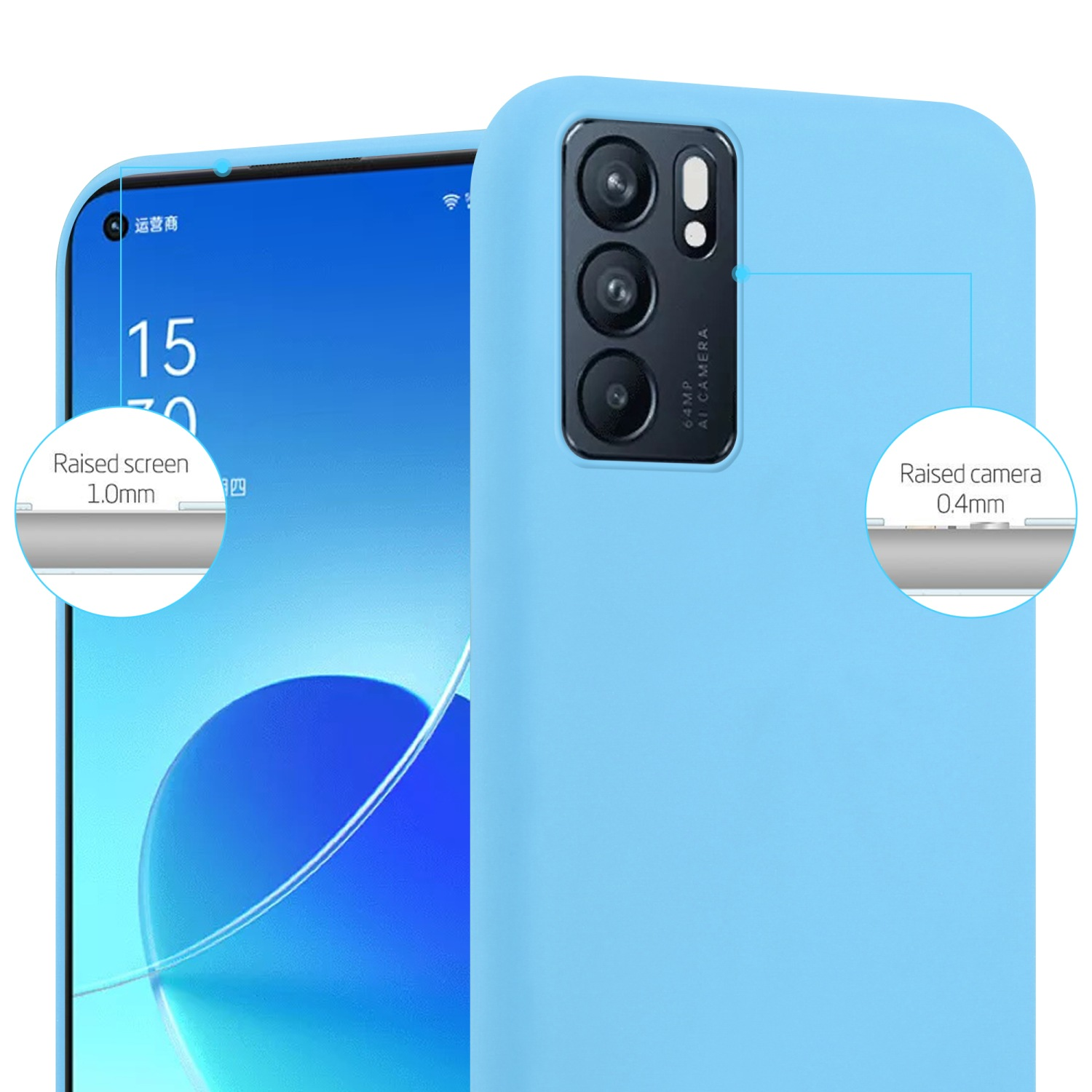 CADORABO Hülle im TPU Backcover, Oppo, BLAU CANDY Reno6 Candy Style, 5G