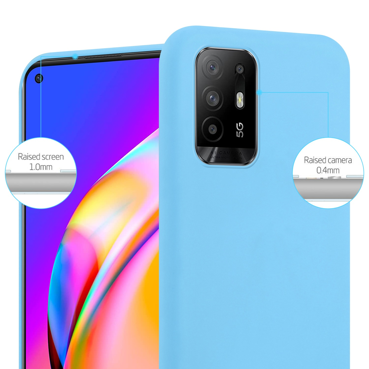 5G, BLAU TPU CANDY Hülle im Style, Oppo, A94 Backcover, Candy CADORABO