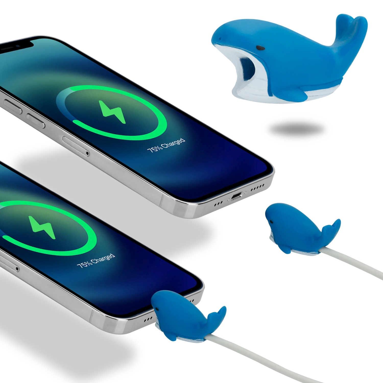 für gängigen für Kabel alle Smartphones CADORABO und Tablets, Kabelschutz Schutz Kabel Bruch Blau