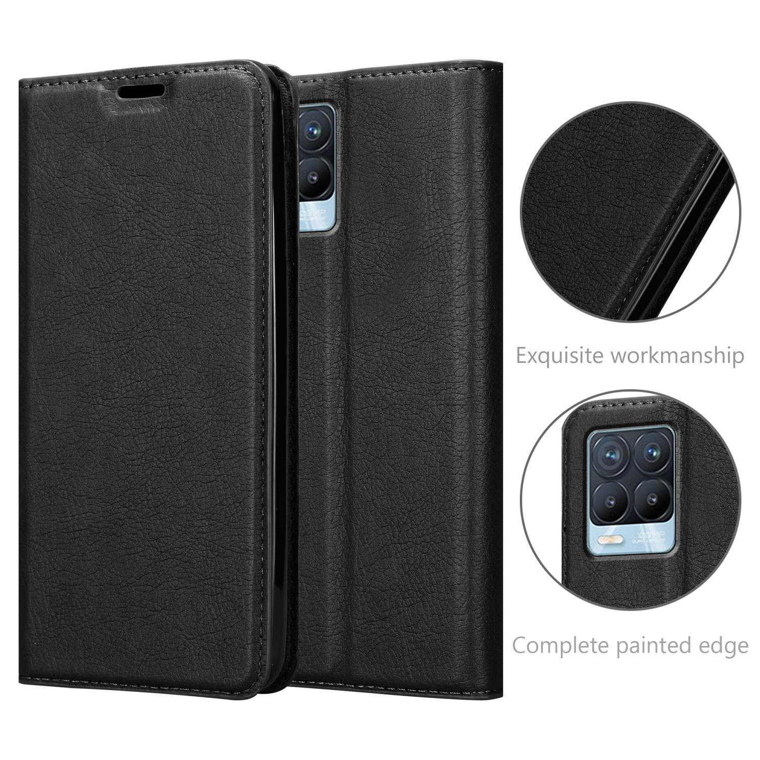 CADORABO Book Hülle Invisible Magnet, / Realme, 4G Bookcover, 8 SCHWARZ NACHT PRO, 8