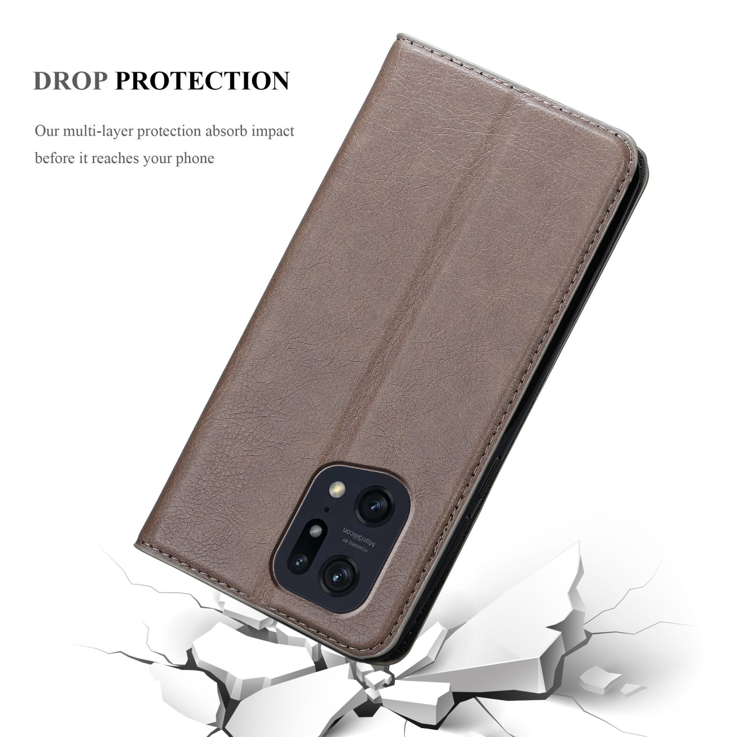 CADORABO Invisible PRO, Book Oppo, Hülle X5 BRAUN Magnet, FIND KAFFEE Bookcover,