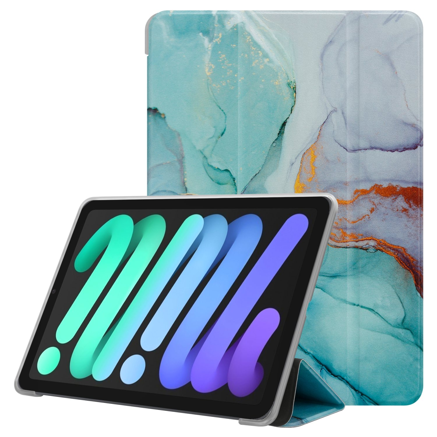 CADORABO Tablet Hülle Ultra Marmor Tablethülle Apple für Grüner Dünne Schutzhülle Bookcover Kunstleder