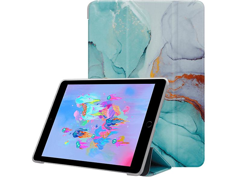 CADORABO Tablet Schutzhülle aus flexiblem Marmor Apple für Sleeve TPU Silikon mit Grüner Kunstleder, Handyhülle Standfunktion