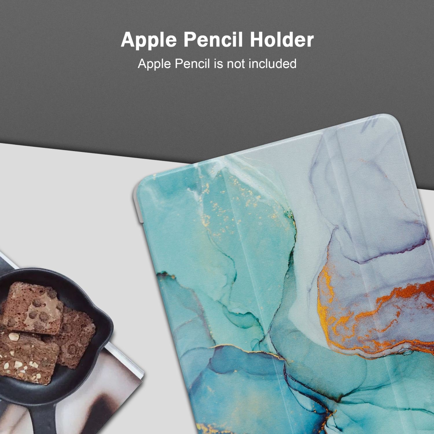 aus Standfunktion Grüner Kunstleder, Tablet Apple CADORABO flexiblem für Silikon TPU Sleeve mit Handyhülle Schutzhülle Marmor