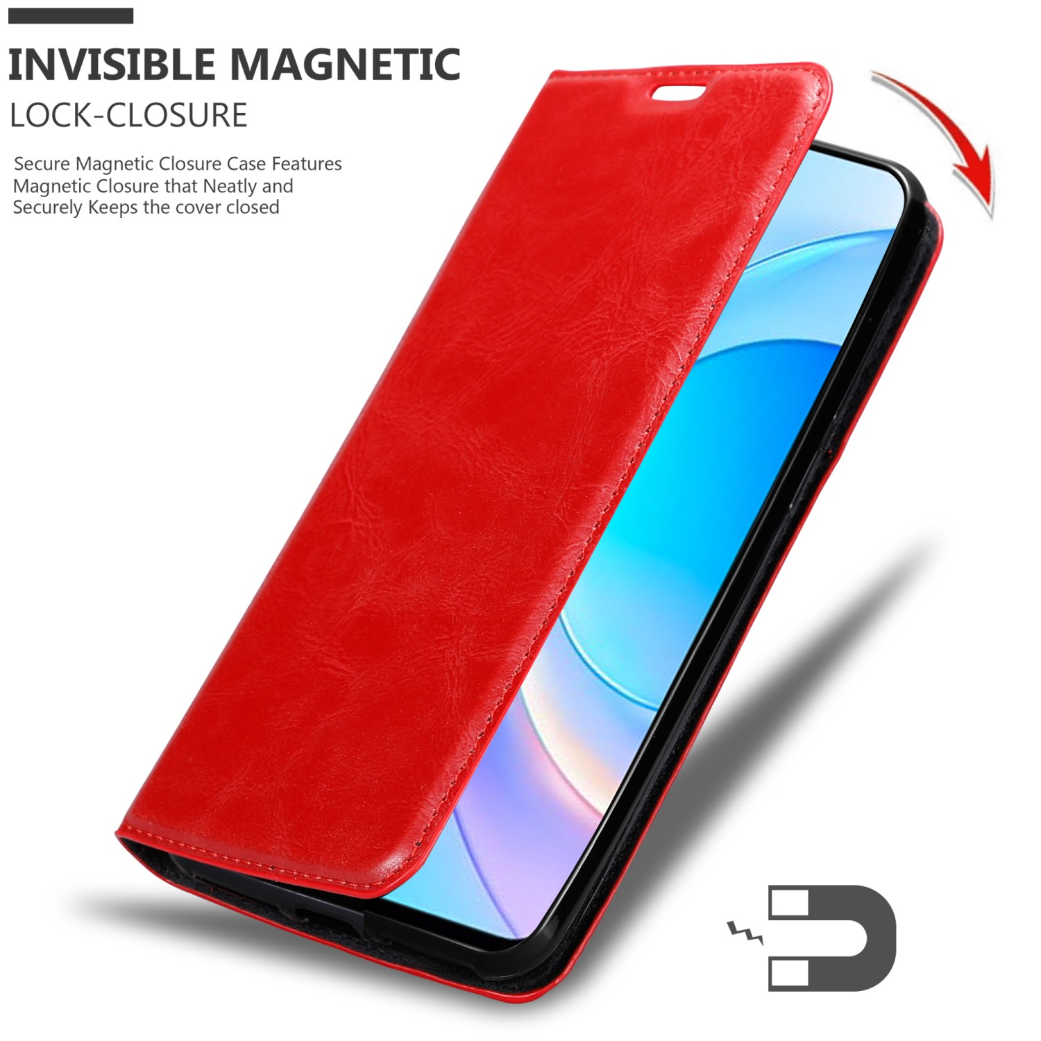 Invisible Magnet, Honor, Hülle LITE, ROT Book Bookcover, APFEL 50 CADORABO