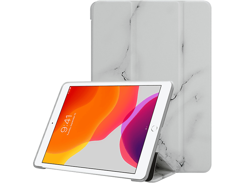 CADORABO Tablet Hülle Ultra Dünne Schutzhülle Tablethülle Bookcover für Apple Kunstleder, Weißer Marmor