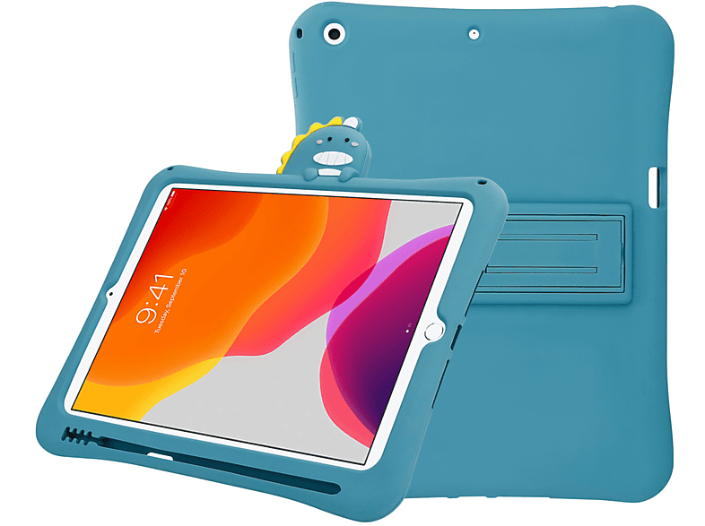 CADORABO Tablet Hülle für Kinder aus flexiblem TPU Silikon mit Standfunktion Handy Hülle Backcover für Apple Silikon, Dinosaurier No. 5