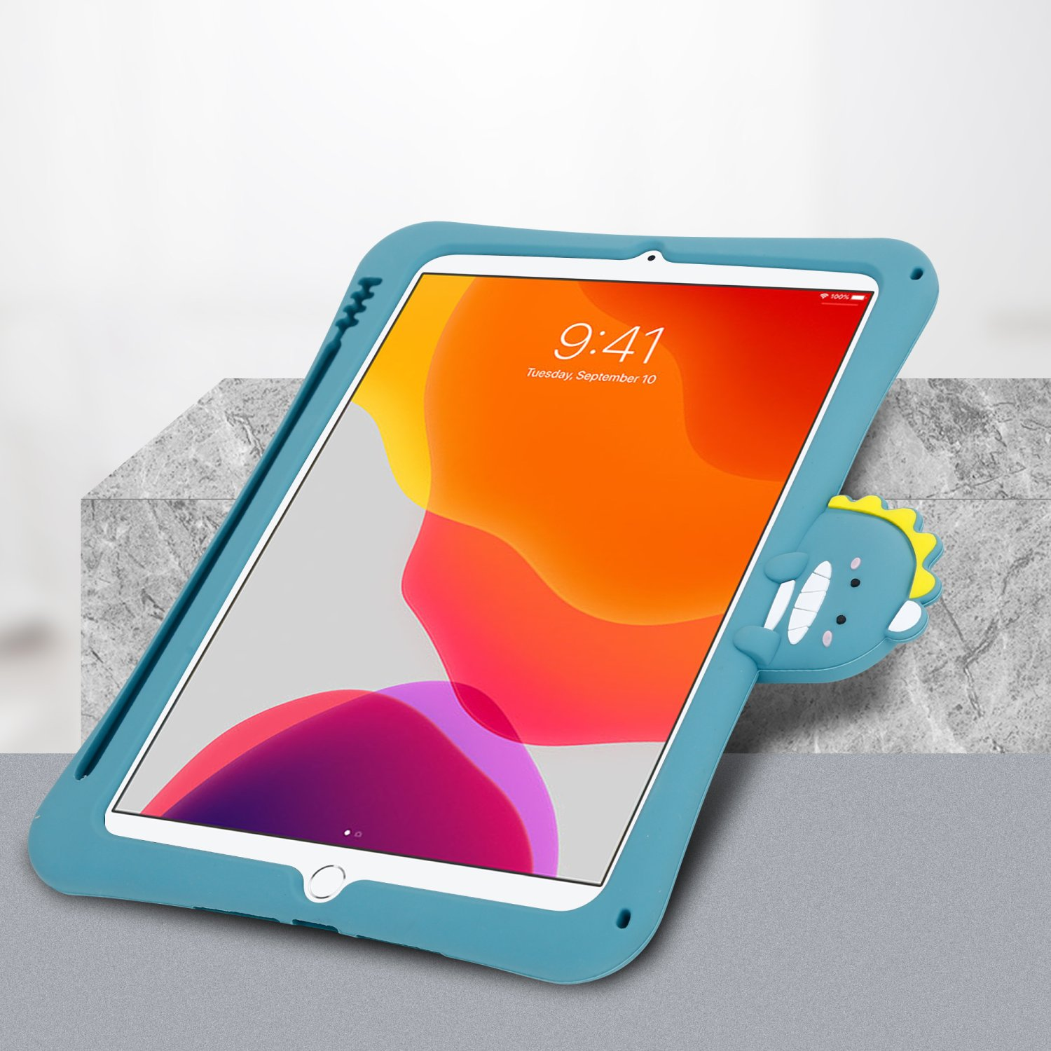 Silikon Backcover aus für Hülle CADORABO für 5 Tablet Standfunktion mit Hülle TPU flexiblem No. Silikon, Dinosaurier Apple Handy Kinder
