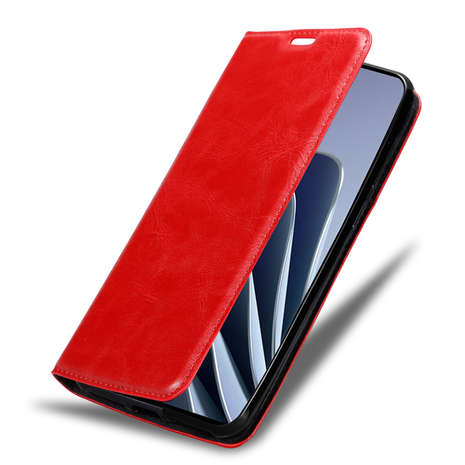CADORABO Book Hülle Invisible Magnet, ROT APFEL Bookcover, PRO 5G, 10 OnePlus