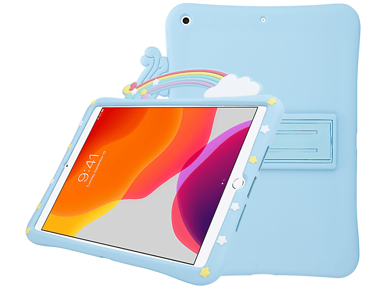 CADORABO Tablet Hülle für Kinder aus flexiblem TPU Silikon mit Standfunktion Handyhülle Backcover für Apple Silikon, Regenbogen No. 2