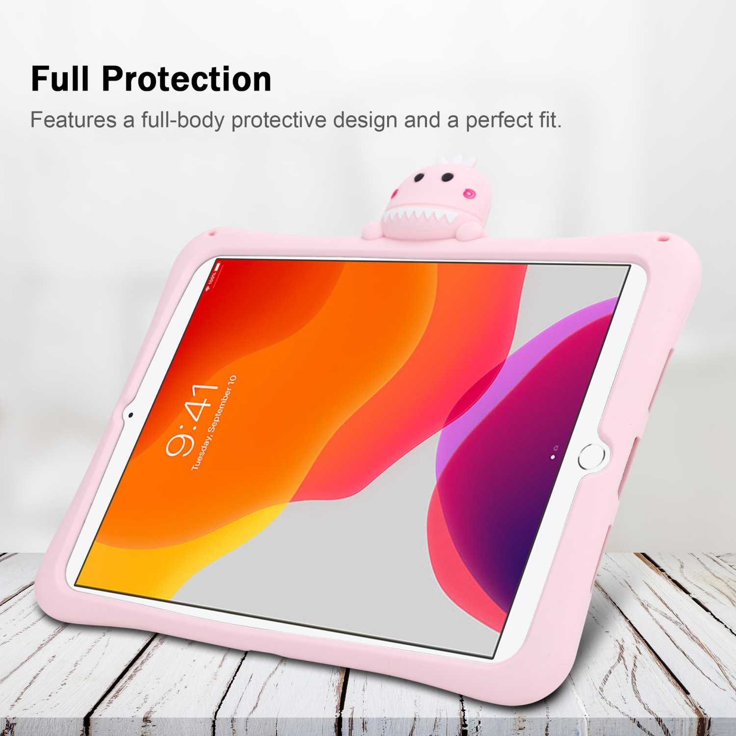 CADORABO Tablet Hülle für Apple Dinosaurier mit Silikon, Hülle TPU Backcover Handy aus Standfunktion 15 Silikon Kinder flexiblem Rosa No. für
