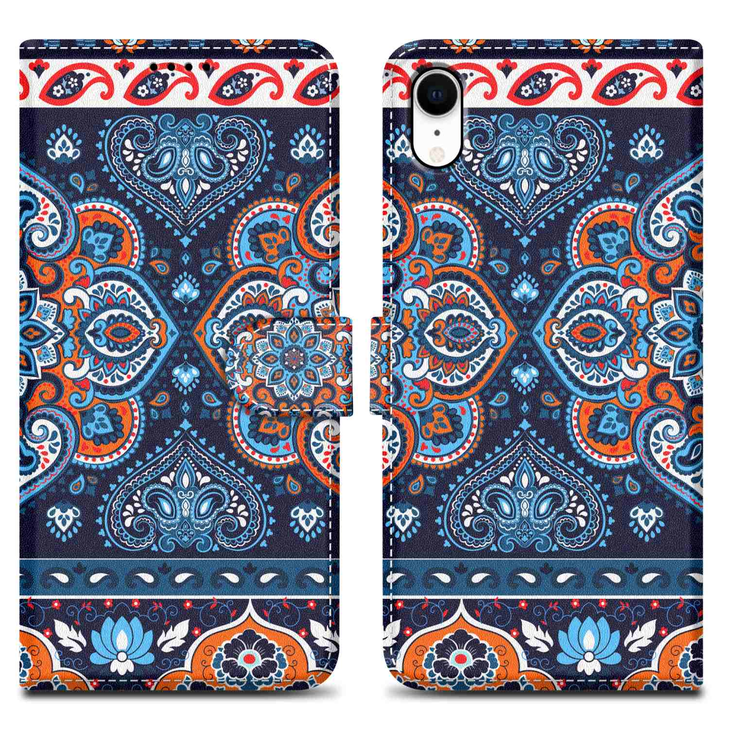 Blaues iPhone Hülle 1 Bookcover, XR, No. Book CADORABO Apple, Print Design, Mandala im