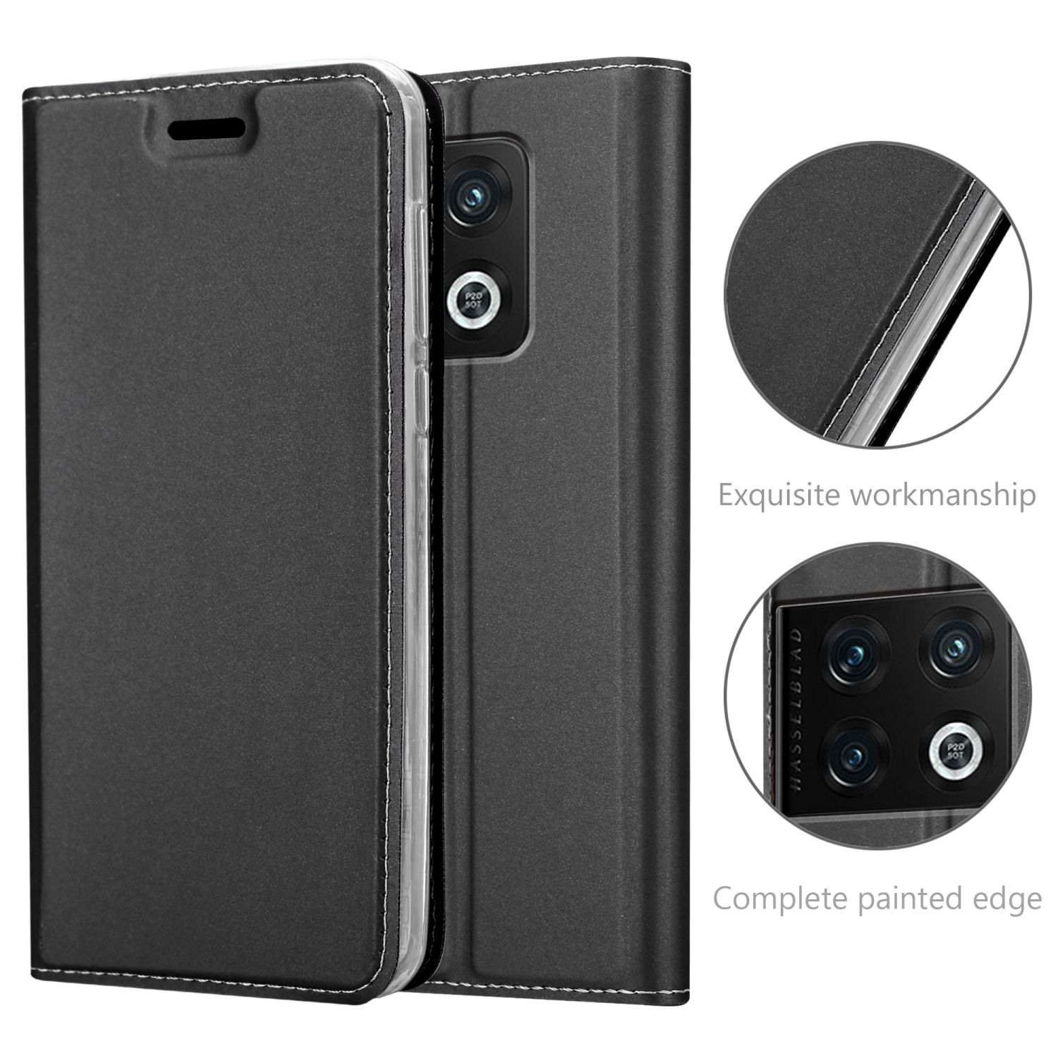 CADORABO Handyhülle Classy Book CLASSY 5G, SCHWARZ Style, 10 Bookcover, PRO OnePlus