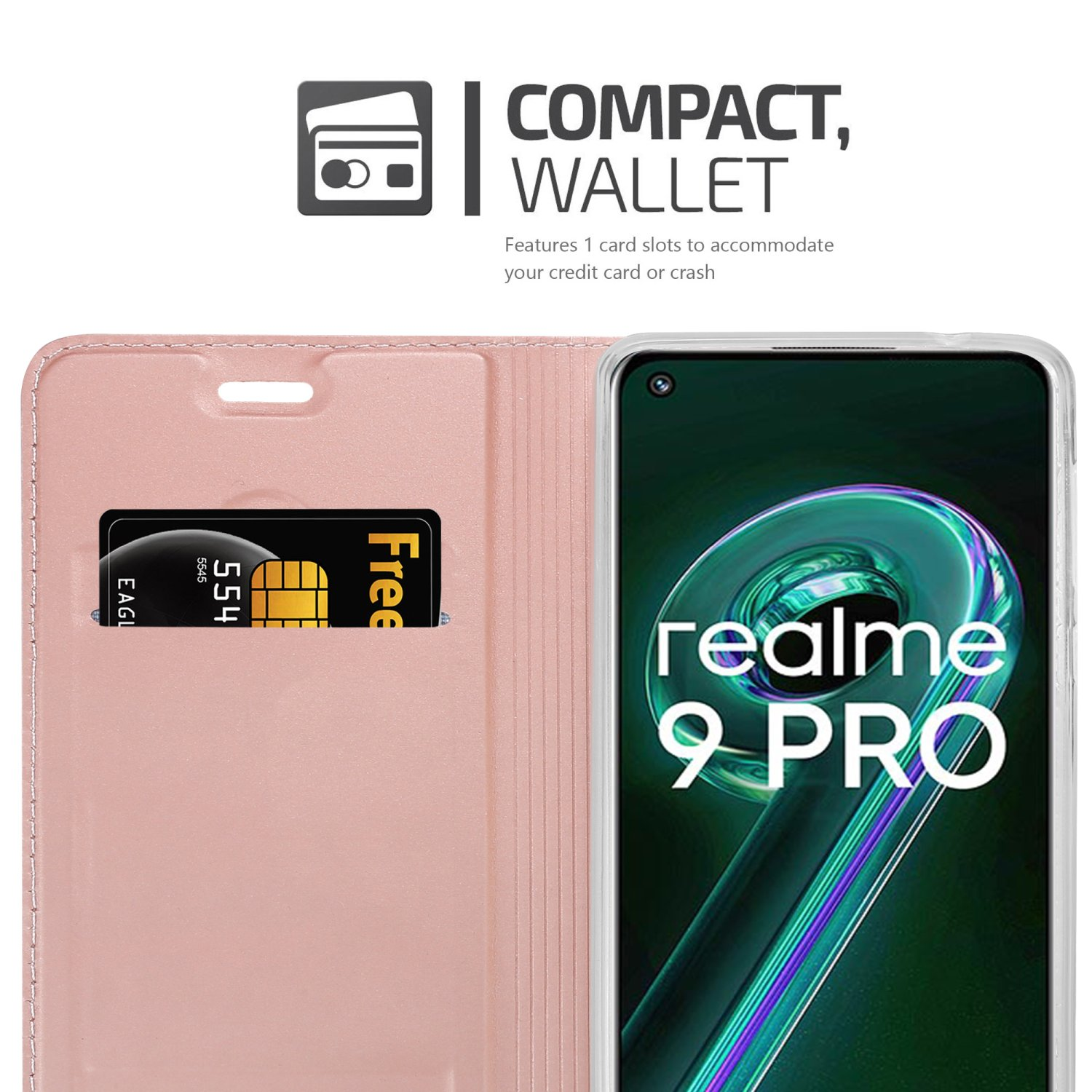 Classy / / Bookcover, 9 CE 5G, Handyhülle V25 Nord GOLD Q5 / Style, Realme, Book 2 PRO 9 CLASSY OnePlus ROSÉ LITE CADORABO / 5G