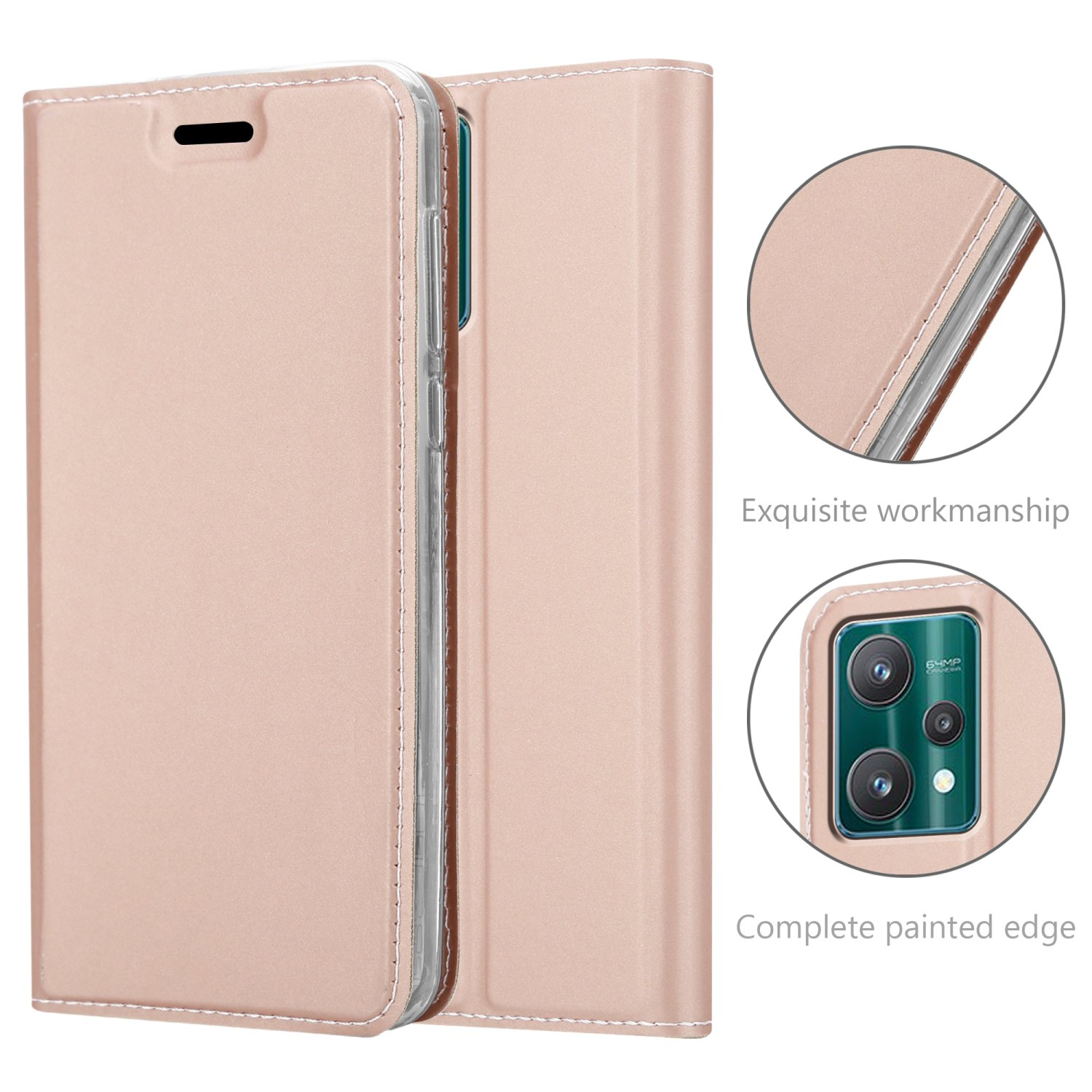 Bookcover, PRO Book / 5G Realme, Style, 5G, ROSÉ 9 / 2 Classy CLASSY CADORABO GOLD CE 9 Q5 Nord V25 LITE Handyhülle OnePlus / /