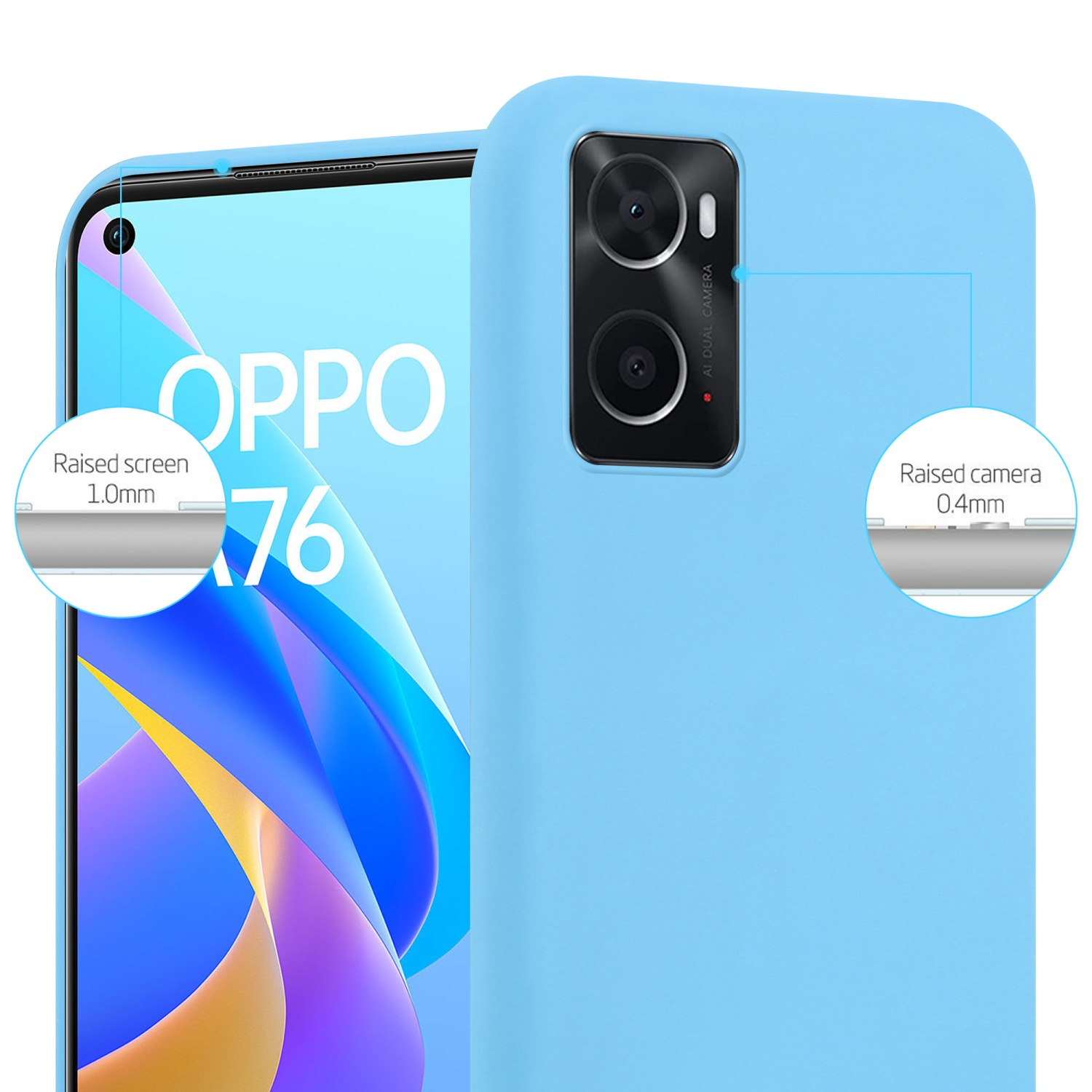 CADORABO Hülle im TPU / A96 4G Candy Style, CANDY A76 Oppo, Backcover, A36 BLAU 9i, / 4G K10 / / Realme