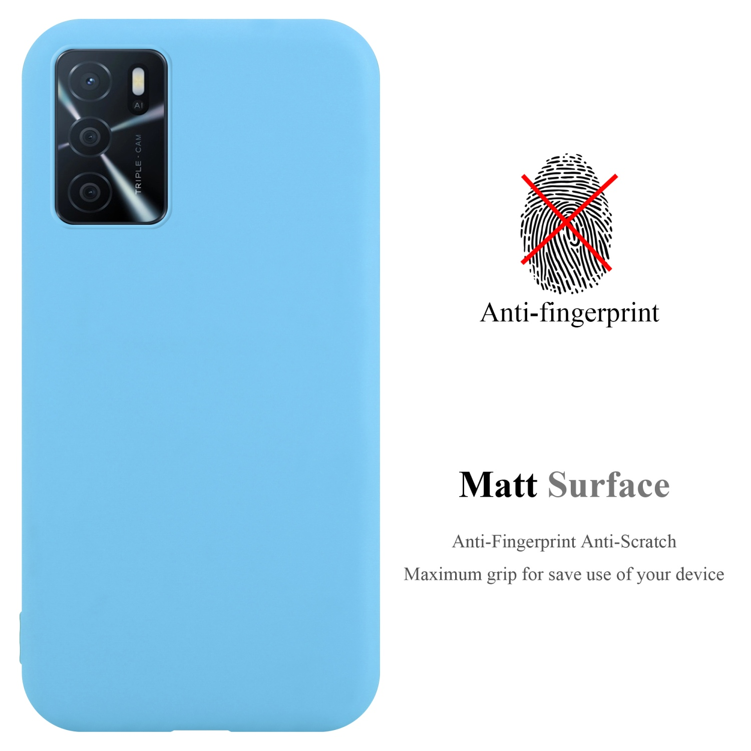 Custodia per telefono azzurra.