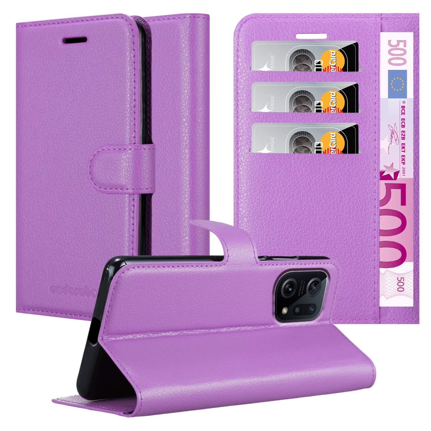 MANGAN Standfunktion, Book CADORABO X5, VIOLETT FIND Bookcover, Hülle Oppo,