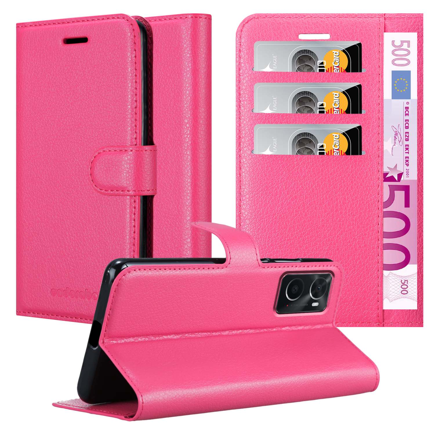 Leder Flip Case Für Oppo A38 / A18 – Mit Kartenfach & Standfunktion | Schwarz
