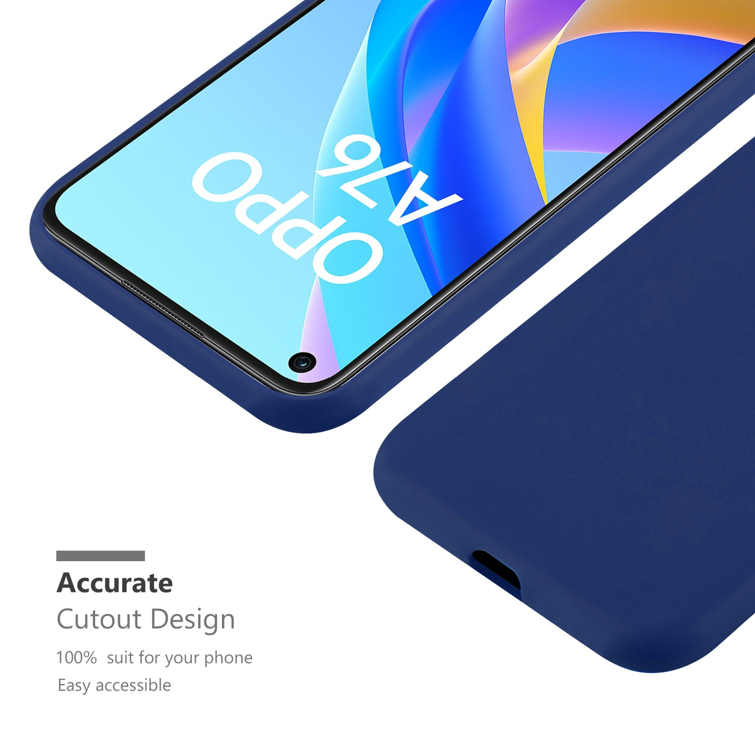 Marineblaue Handyhülle. Oppo-Telefonbildschirm. Präzises Ausschnittdesign. Leicht zugänglich.