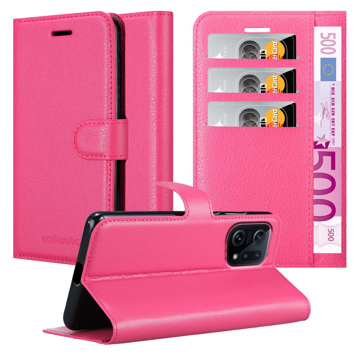 CADORABO Book Hülle Standfunktion, Bookcover, FIND CHERRY X5, Oppo, PINK