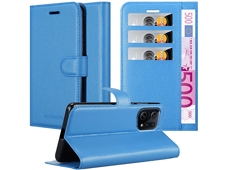 CADORABO Book Hülle Standfunktion, Bookcover, Oppo, FIND X5, PASTELL BLAU