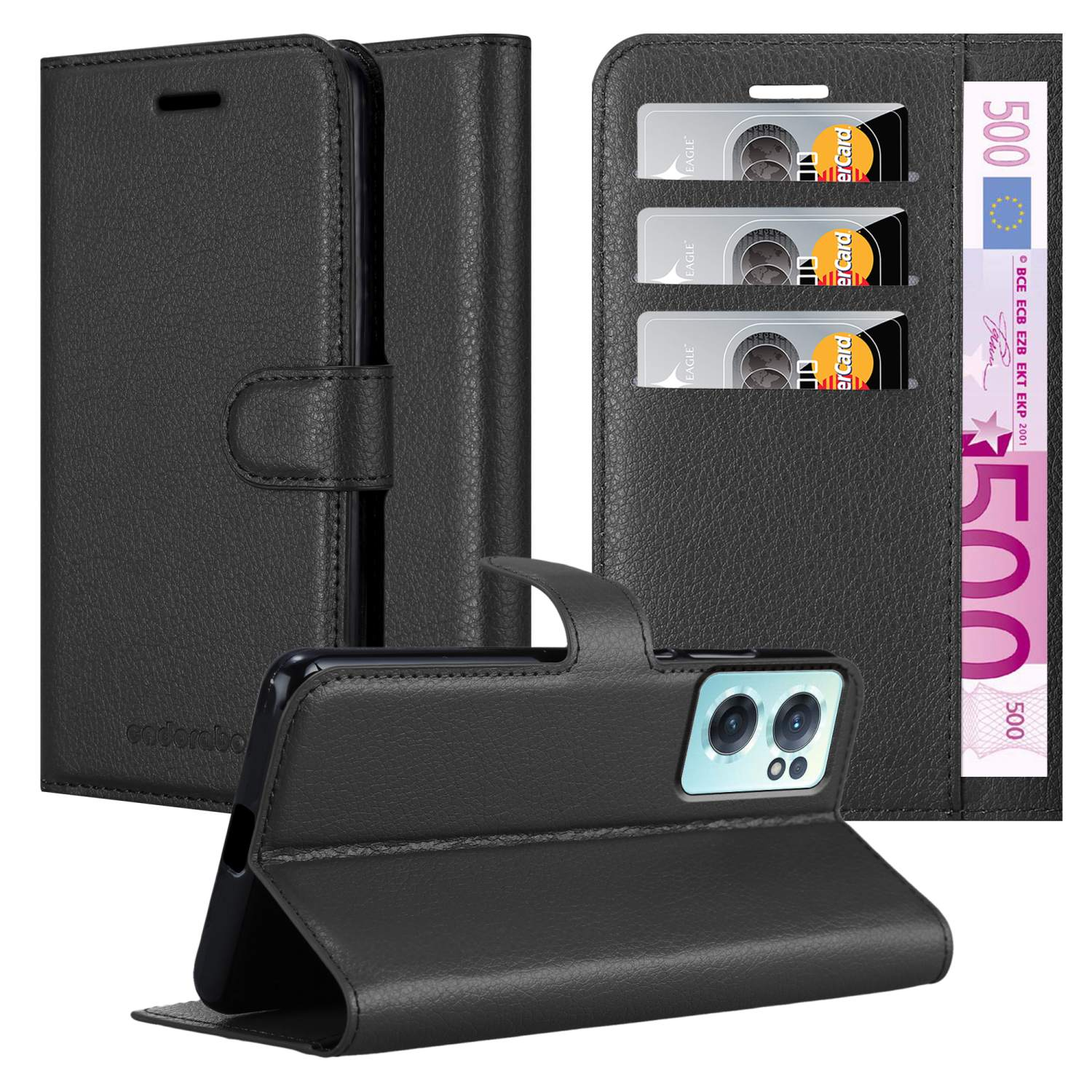 OnePlus, 2 5G, Bookcover, Hülle CADORABO PHANTOM Book Nord SCHWARZ Standfunktion, CE