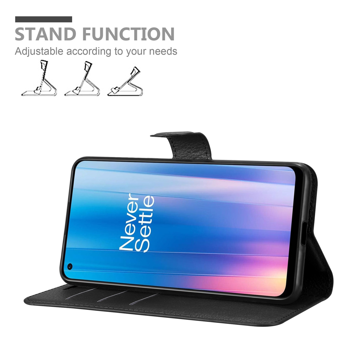 2 Standfunktion, SCHWARZ Nord Book Bookcover, CE OnePlus, CADORABO 5G, PHANTOM Hülle