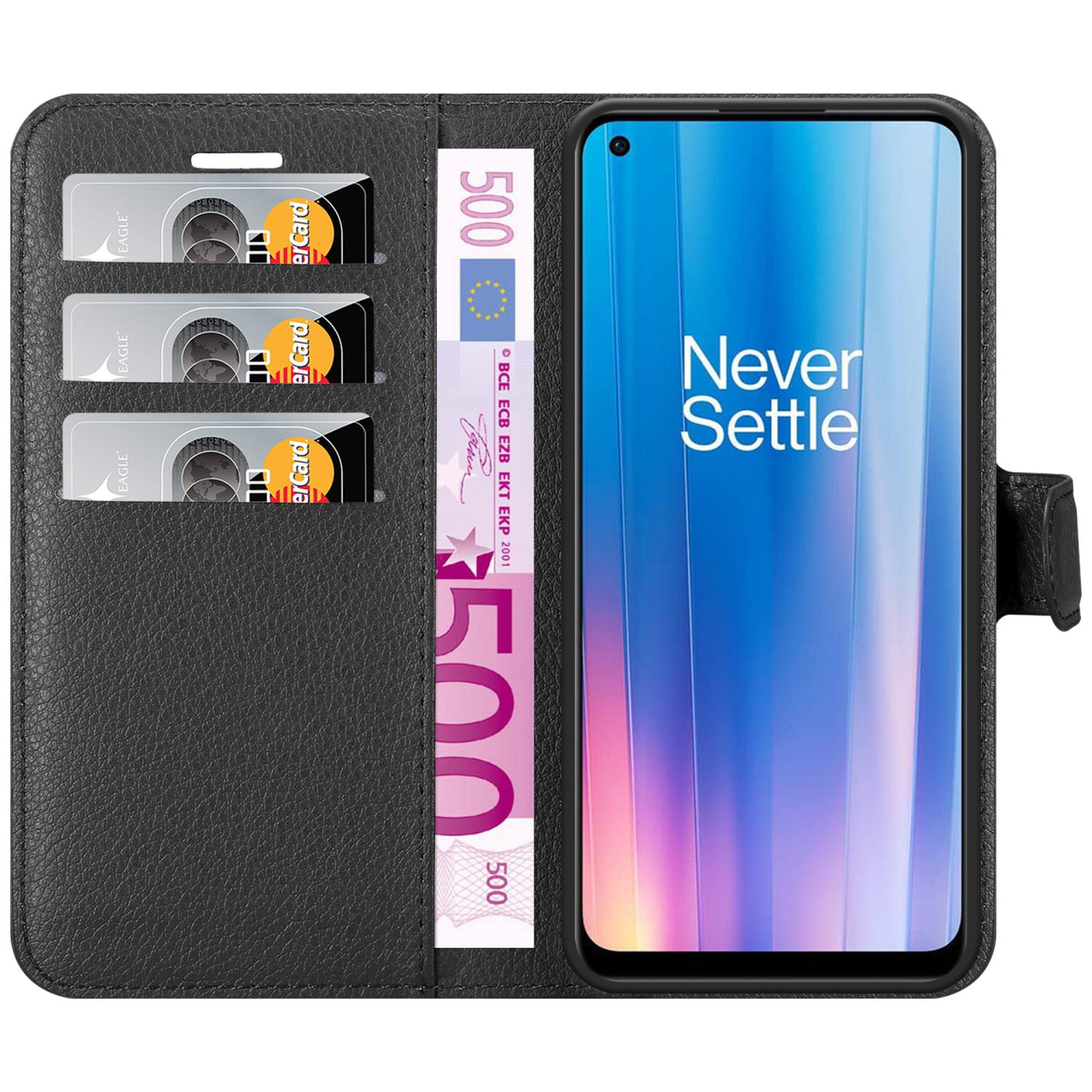 OnePlus, 2 5G, Bookcover, Hülle CADORABO PHANTOM Book Nord SCHWARZ Standfunktion, CE